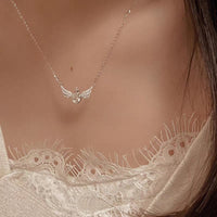 Thumbnail for Dainty CZ Inlaid Crown Heart Angel Wings Necklace - ArtGalleryZen