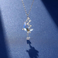 Thumbnail for Dainty CZ Inlaid Crystal Star Moon Phase Necklace - ArtGalleryZen