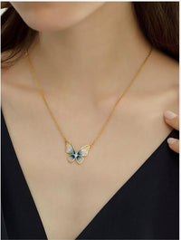Thumbnail for Dainty CZ Inlaid Enamel Butterfly Necklace Bracelet Set - ArtGalleryZen
