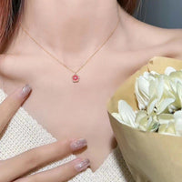 Thumbnail for Dainty CZ Inlaid Enamel Pink Cherry Blossom Pendant Necklace - ArtGalleryZen