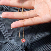 Thumbnail for Dainty CZ Inlaid Enamel Pink Cherry Blossom Pendant Necklace - ArtGalleryZen