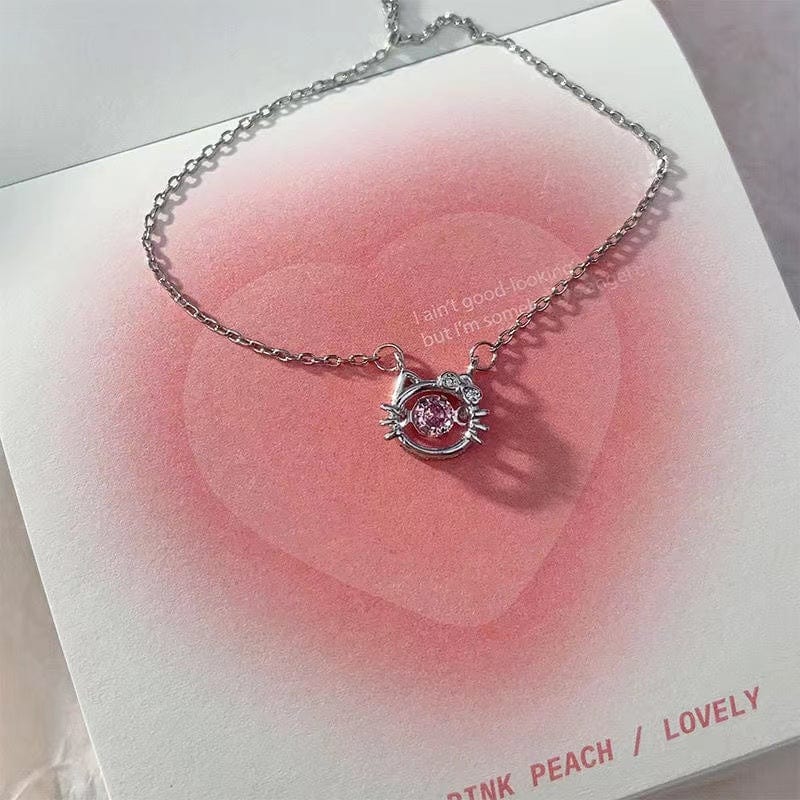 Dainty CZ Inlaid Hello Kitty Necklace - ArtGalleryZen