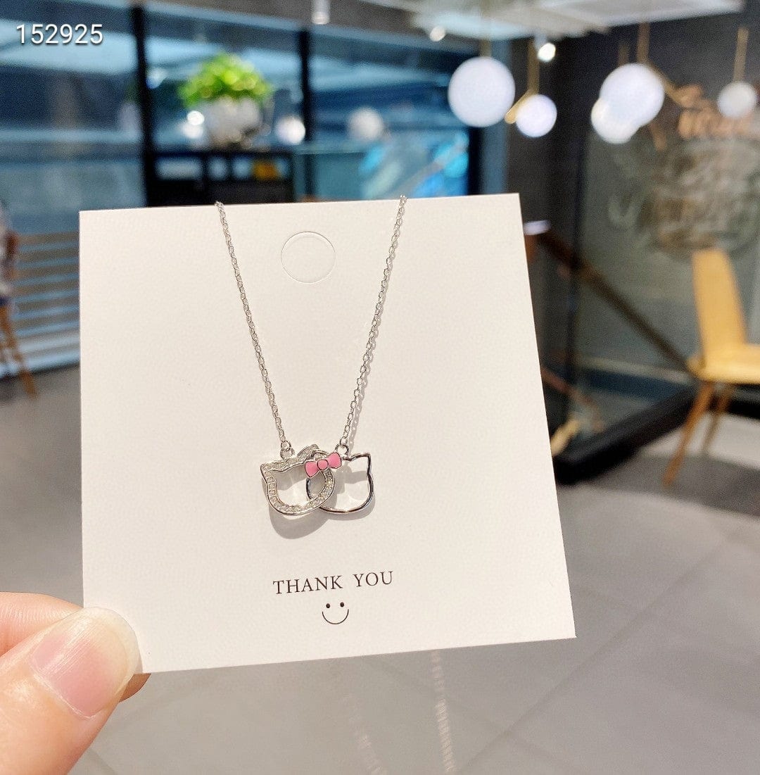 Dainty CZ Inlaid Kitty Pendant Necklace - ArtGalleryZen