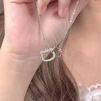 Thumbnail for Dainty CZ Inlaid Kitty Pendant Necklace - ArtGalleryZen