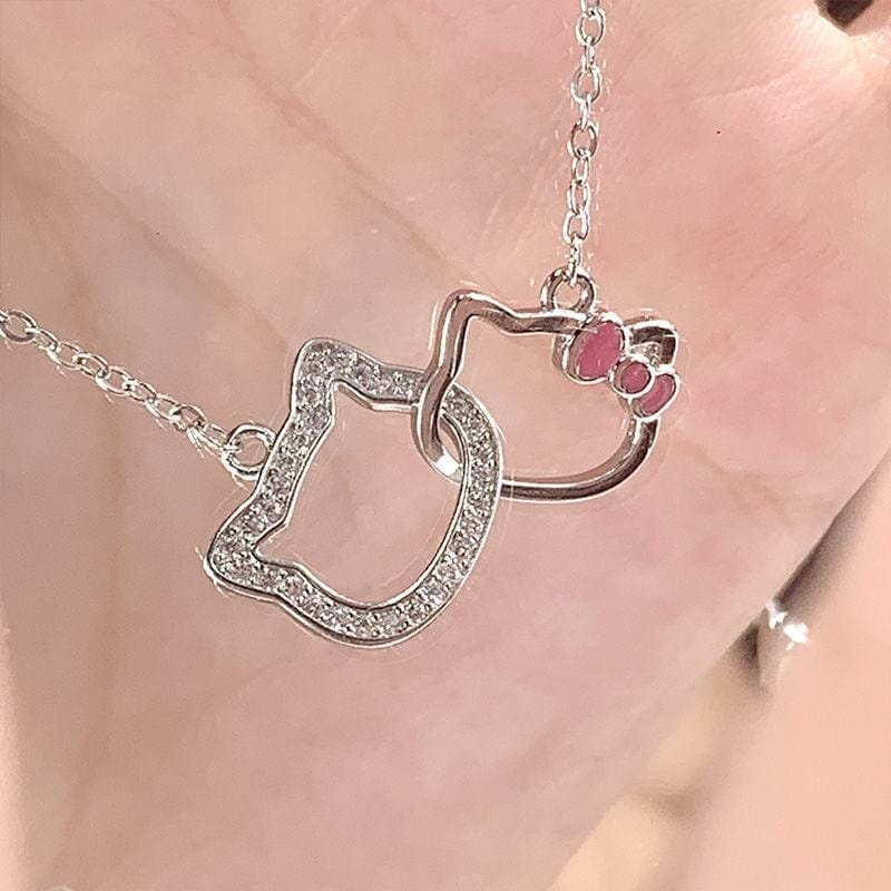 Dainty CZ Inlaid Kitty Pendant Necklace - ArtGalleryZen
