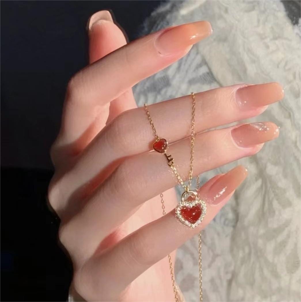 Dainty CZ Inlaid Lock And Key Heart Necklace - ArtGalleryZen