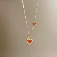 Thumbnail for Dainty CZ Inlaid Lock And Key Heart Necklace - ArtGalleryZen