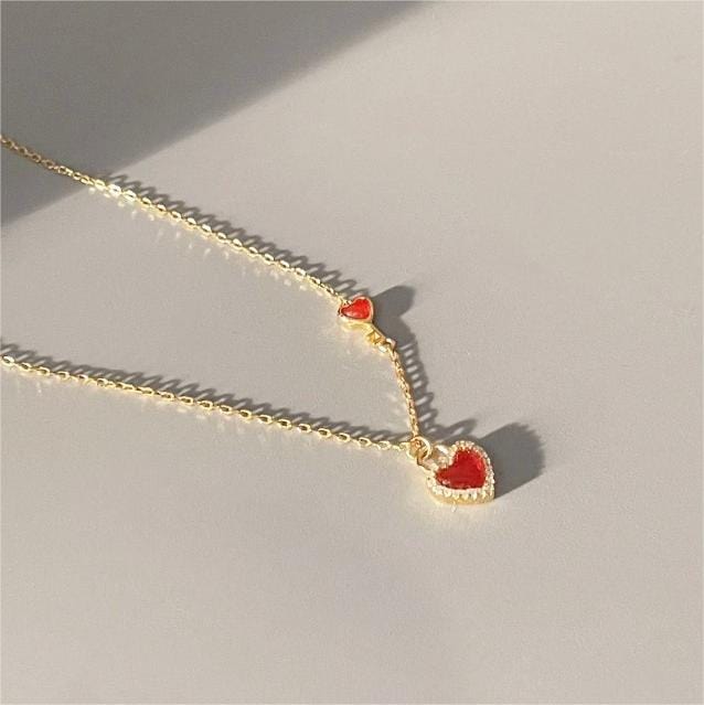 Dainty CZ Inlaid Lock And Key Heart Necklace - ArtGalleryZen