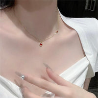 Thumbnail for Dainty CZ Inlaid Lock And Key Heart Necklace - ArtGalleryZen
