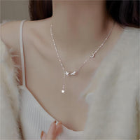 Thumbnail for Dainty CZ Inlaid Meteor Star Moon Phase Necklace - ArtGalleryZen