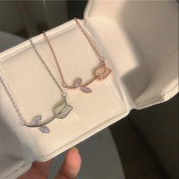 Thumbnail for Dainty CZ Inlaid Natural Opal Tulip Chain Necklace - ArtGalleryZen