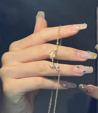 Thumbnail for Dainty CZ Inlaid Natural Opal Tulip Chain Necklace - ArtGalleryZen