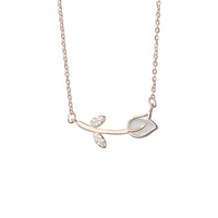 Thumbnail for Dainty CZ Inlaid Natural Opal Tulip Chain Necklace - ArtGalleryZen