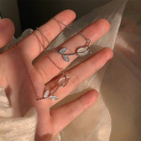 Thumbnail for Dainty CZ Inlaid Natural Opal Tulip Chain Necklace - ArtGalleryZen