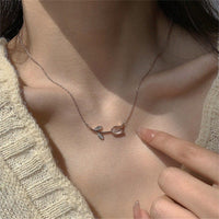 Thumbnail for Dainty CZ Inlaid Natural Opal Tulip Chain Necklace - ArtGalleryZen
