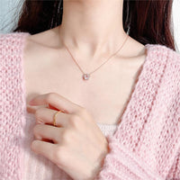 Thumbnail for Dainty CZ Inlaid Pink Cherry Blossom Necklace - ArtGalleryZen