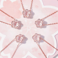 Thumbnail for Dainty CZ Inlaid Pink Cherry Blossom Necklace - ArtGalleryZen