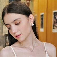 Thumbnail for Dainty CZ Inlaid Pink Crystal Cupid Heart Wings Earrings - ArtGalleryZen