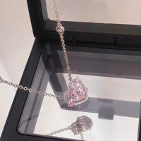 Thumbnail for Dainty CZ Inlaid Pink Crystal Heart Necklace - ArtGalleryZen