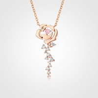 Thumbnail for Dainty CZ Inlaid Rose Necklace - ArtGalleryZen