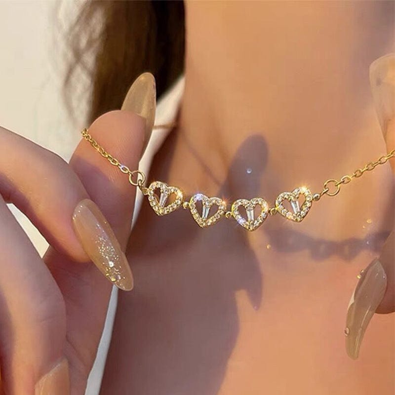 Dainty CZ Inlaid Transformable Lucky Flower Heart Pendant Necklace - ArtGalleryZen