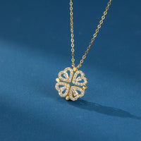 Thumbnail for Dainty CZ Inlaid Transformable Lucky Flower Heart Pendant Necklace - ArtGalleryZen