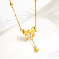 Thumbnail for Dainty Gold Bowknot Necklace - ArtGalleryZen