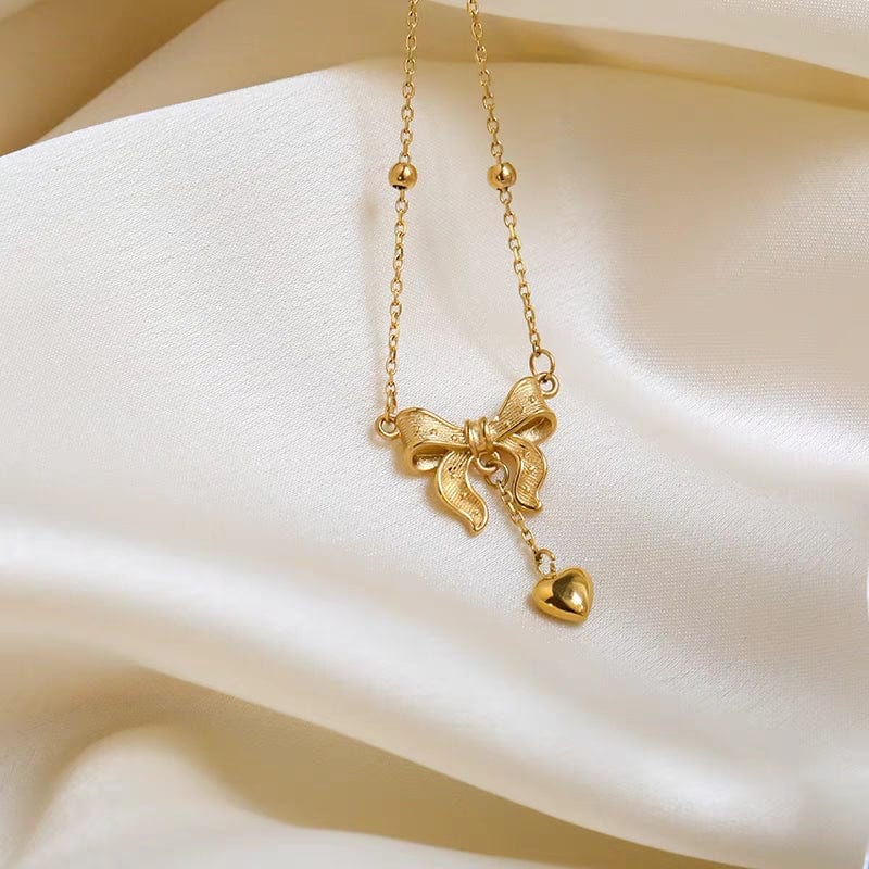 Dainty Gold Bowknot Necklace - ArtGalleryZen