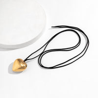 Thumbnail for Dainty Gold Silver Tone Heart Pendant Velvet String Necklace - ArtGalleryZen