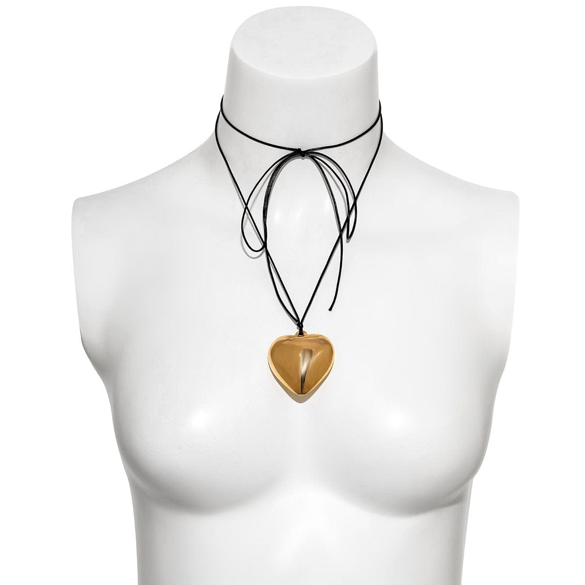 Dainty Gold Silver Tone Heart Pendant Wax Cord String Necklace - ArtGalleryZen