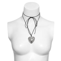 Thumbnail for Dainty Gold Silver Tone Heart Pendant Wax Cord String Necklace - ArtGalleryZen