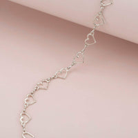 Thumbnail for Dainty Gold Silver Tone Metal Heart Shape Chain Choker Necklace - ArtGalleryZen