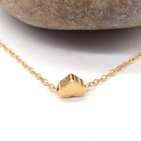 Thumbnail for Dainty Gold Tone Heart Necklace - Initial Heart Charm Necklace - Tiny Heart Pendant Necklace - ArtGalleryZen
