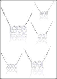 Thumbnail for Dainty Gothic 1991-2010 Birth Year Stainless Steel Initial Pendant Necklace - ArtGalleryZen