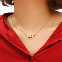 Thumbnail for Dainty Gothic 1991-2010 Birth Year Stainless Steel Initial Pendant Necklace - ArtGalleryZen