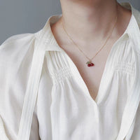 Thumbnail for Dainty Handmade Crystal Cherry Pendant Necklace - ArtGalleryZen