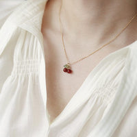 Thumbnail for Dainty Handmade Crystal Cherry Pendant Necklace - ArtGalleryZen