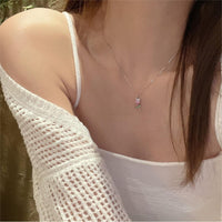 Thumbnail for Dainty Handmade CZ Inlaid Pink Tulip Chain Necklace - ArtGalleryZen