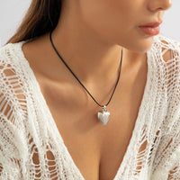 Thumbnail for Dainty Heart Pendant Wax Cord String Choker Necklace - ArtGalleryZen