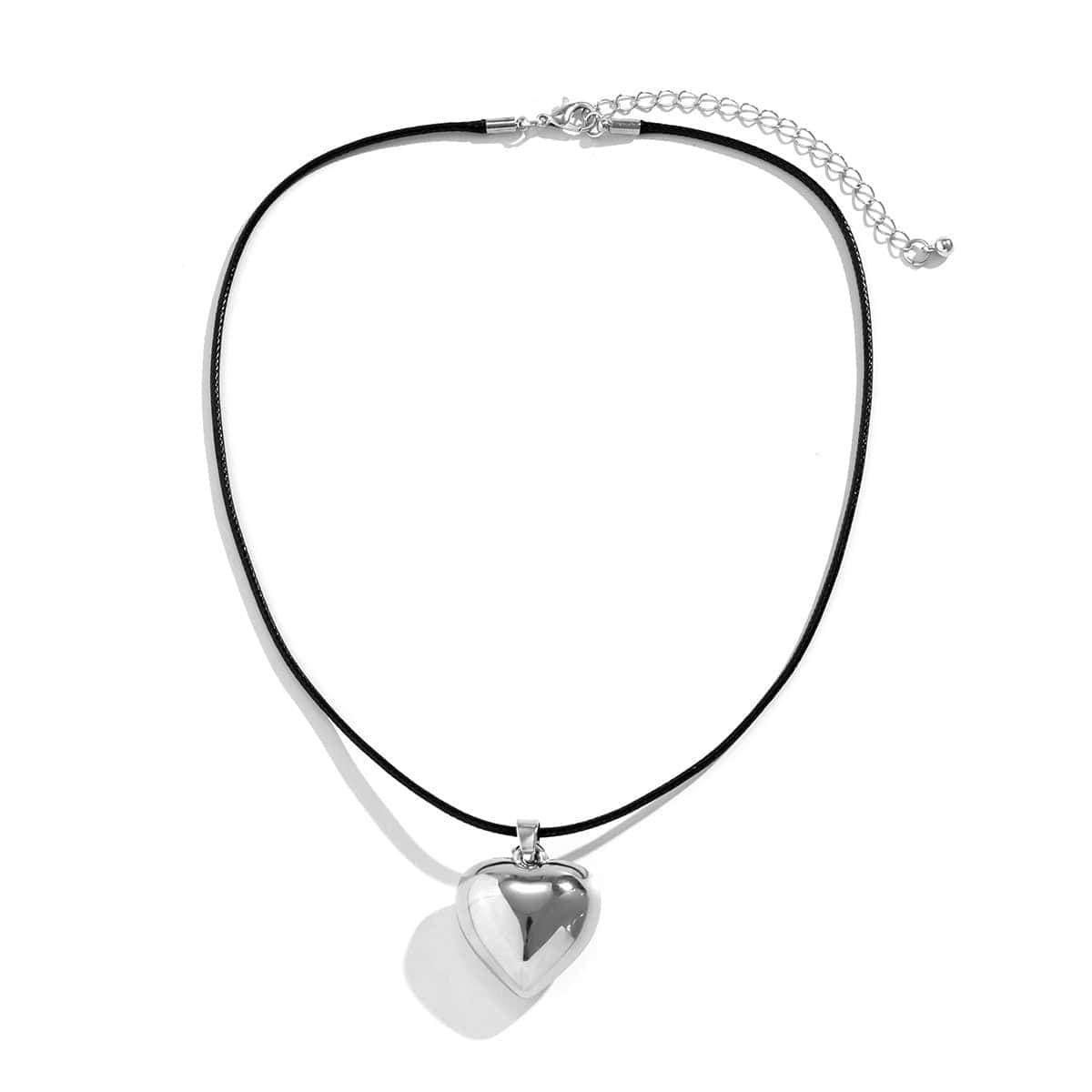 Dainty Heart Pendant Wax Cord String Choker Necklace - ArtGalleryZen