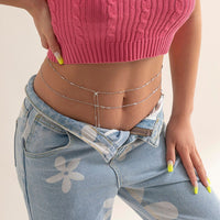 Thumbnail for Dainty Layered Rhinestone Charm Tassel Belly Chain Set - ArtGalleryZen