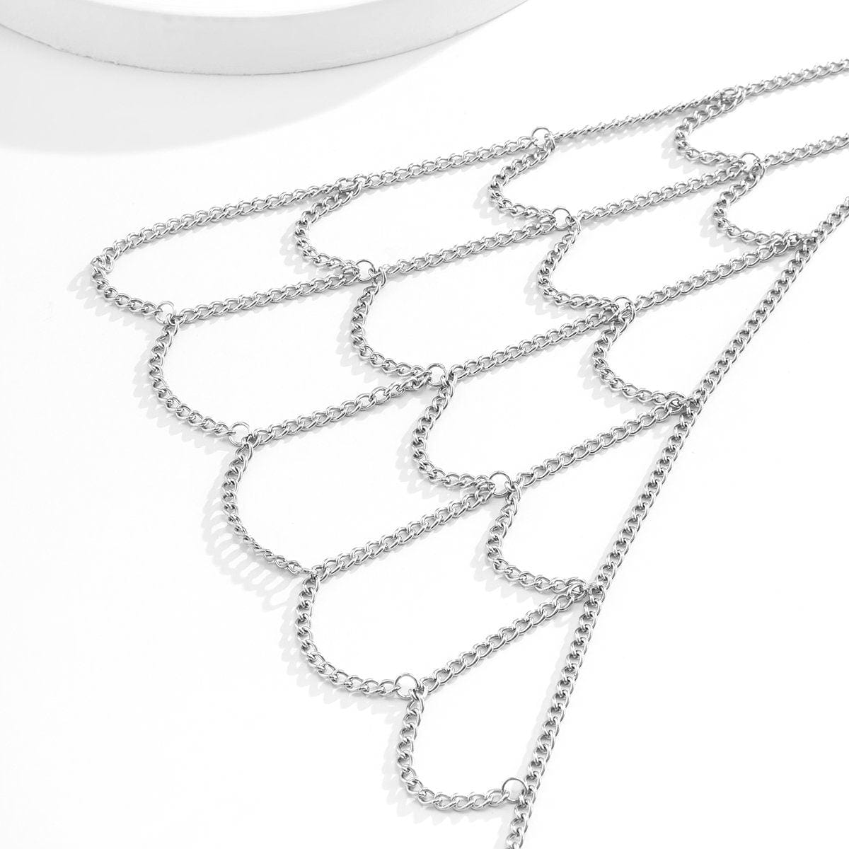 Dainty Layered Rhinestone Pendant Shoulder Necklace - ArtGalleryZen