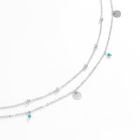 Thumbnail for Dainty Layered Turquoise Sequins Tassel Saturn Belly Chain Set - ArtGalleryZen