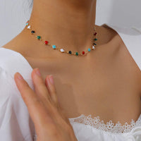 Thumbnail for Dainty Multi-color Enamel Floral Charm Choker Necklace - ArtGalleryZen