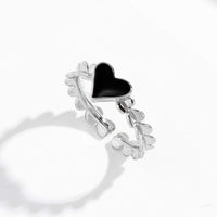 Thumbnail for Dainty Silver Plated Black Heart Ring - ArtGalleryZen