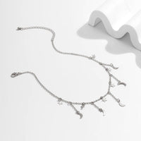 Thumbnail for Dainty Star Moon Phase Tassel Choker Necklace - ArtGalleryZen