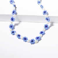 Thumbnail for Daisy Flower Beaded Pearl Choker Necklace - ArtGalleryZen