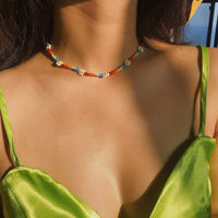 Thumbnail for Daisy Flower Colorful Beaded Choker Necklace - ArtGalleryZen