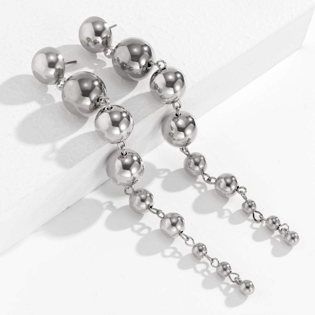 Dangling Steel Ball Chain Earrings - ArtGalleryZen