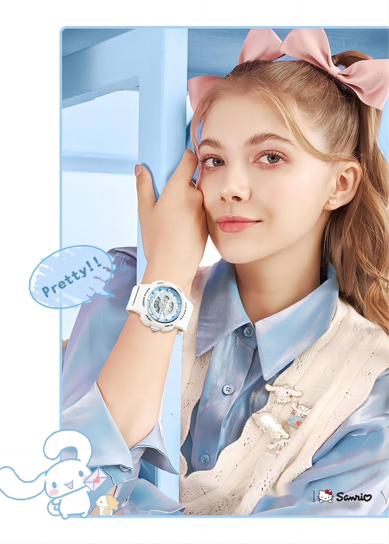 Genuine Sanrio Cinnamoroll Waterproof Multifunction Electronic Dual Display Quartz Watch - ArtGalleryZen